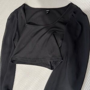 SHEIN Elegant Black Long Sleeve Crop Top